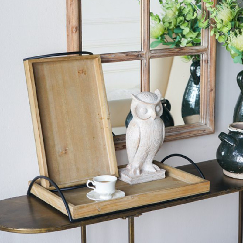 Artekko Artekko Tray Διακοσμητικός Δίσκος MDF/Μέταλλο Μπεζ/Μαύρο (49x31x9)cm Σετ/2 86669