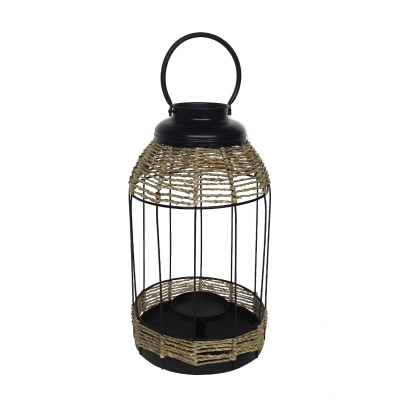 Artekko Artekko Lantern Διακοσμητικό Φανάρι Μέταλλο Ρατάν Μαύρο (24x24x43)cm 86675