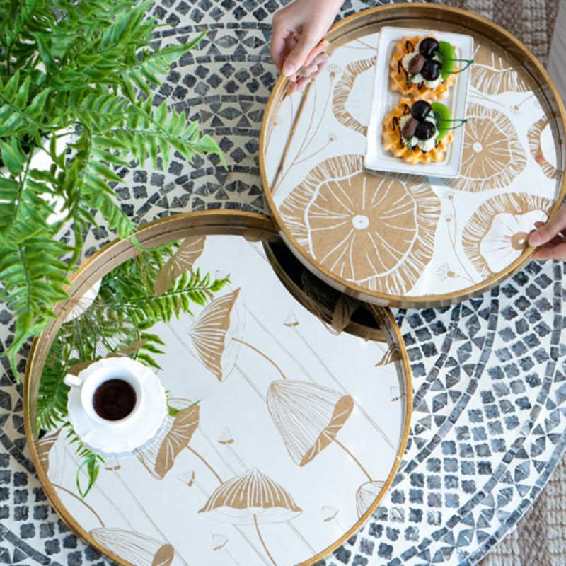 Artekko Artekko Tray Χρυσοί Πλαστικοί Διακοσμητικοί Δίσκοι με Καθρέπτη (45x45x4)cm 2pcs 86740