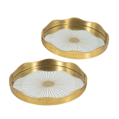 Artekko Artekko Tray Χρυσοί Πλαστικοί Διακοσμητικοί Δίσκοι με Καθρέπτη (40x40x4.4)cm 2pcs 86758