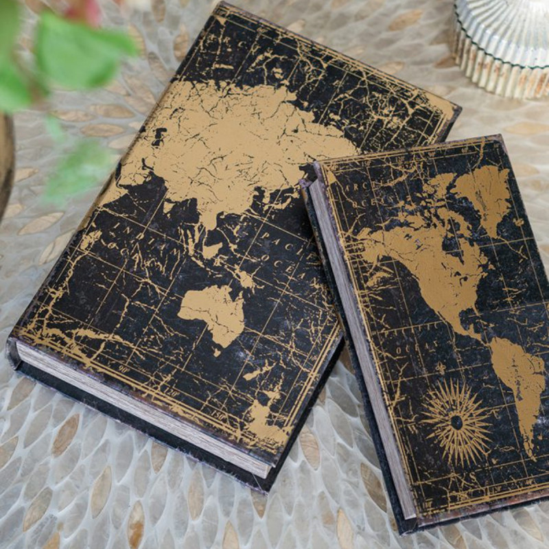 Artekko Artekko Book Διακοσμητικά Βιβλία MDF με Αποθηκευτικό Χώρο σε Μαύρο με Χρυσό (22x7x33)cm 3pcs 86832