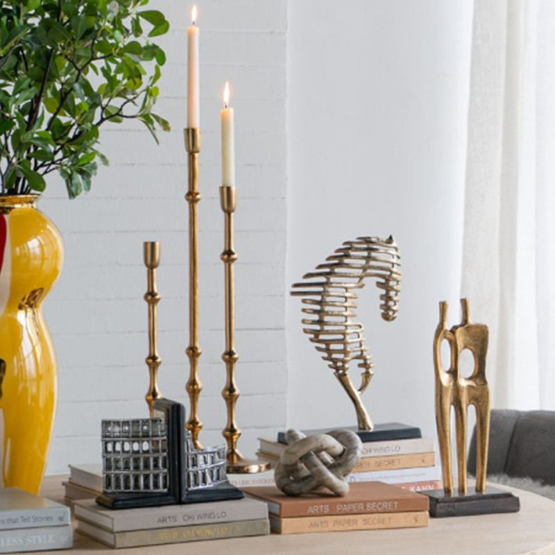 Artekko Artekko Figurine Χρυσό Μεταλλικό Επιτραπέζιο Διακοσμητικό με Φιγούρα Αλόγου (23.5x9.5x35.6)cm 86870