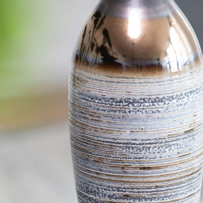 Artekko Artekko Evlub Κεραμικό Διακοσμητικό Βάζο σε Καφέ και Μπρονζέ Αποχρώσεις (13.5x13.5x48)cm 8867