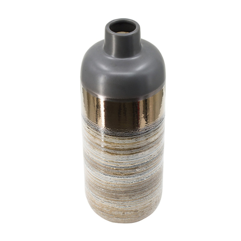 Artekko Artekko Evlub Κεραμικό Διακοσμητικό Βάζο σε Καφέ και Μπρονζέ Αποχρώσεις (15x15x39)cm 8868