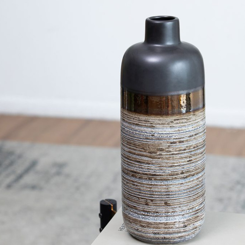 Artekko Artekko Evlub Κεραμικό Διακοσμητικό Βάζο σε Καφέ και Μπρονζέ Αποχρώσεις (15x15x39)cm 8868