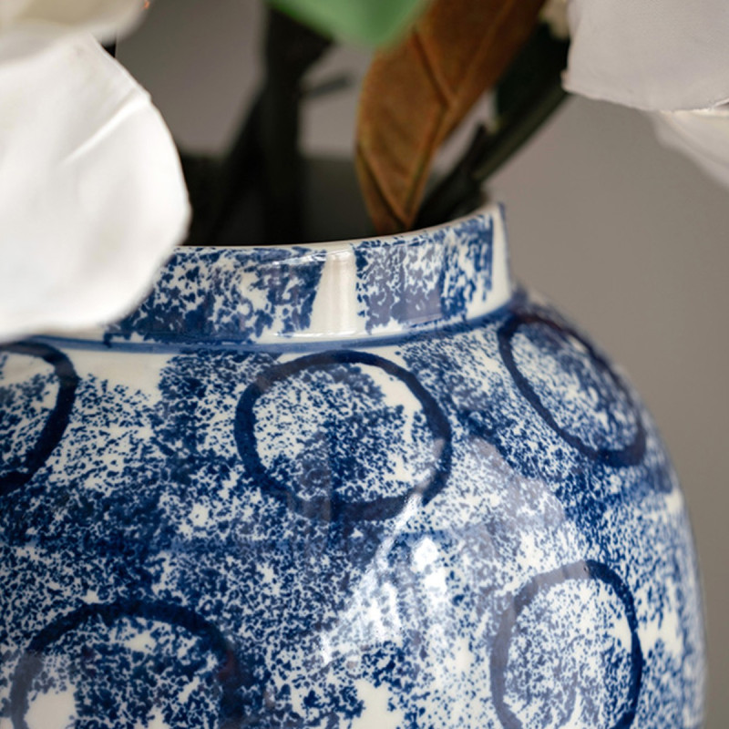 Artekko Artekko Melania Διακοσμητικό Βάζο Πορσελάνης σε Άσπρο με Μπλε (35.5x35.5x60.5)cm 9004