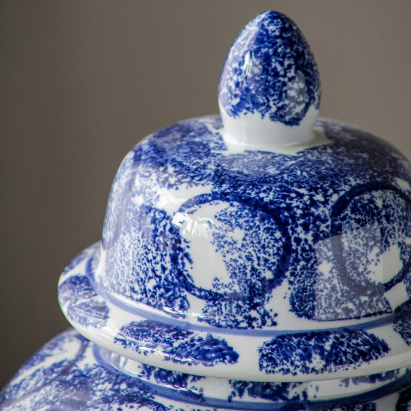 Artekko Artekko Melania Διακοσμητικό Βάζο Πορσελάνης σε Άσπρο με Μπλε (35.5x35.5x60.5)cm 9004