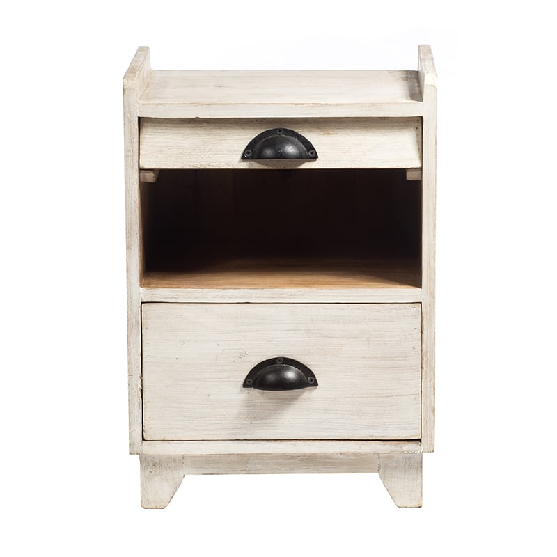 Artekko Artekko Breun Ξύλινο Μασίφ Κομοδίνο σε Λευκό Χρώμα (36x33x51)cm 995-0285