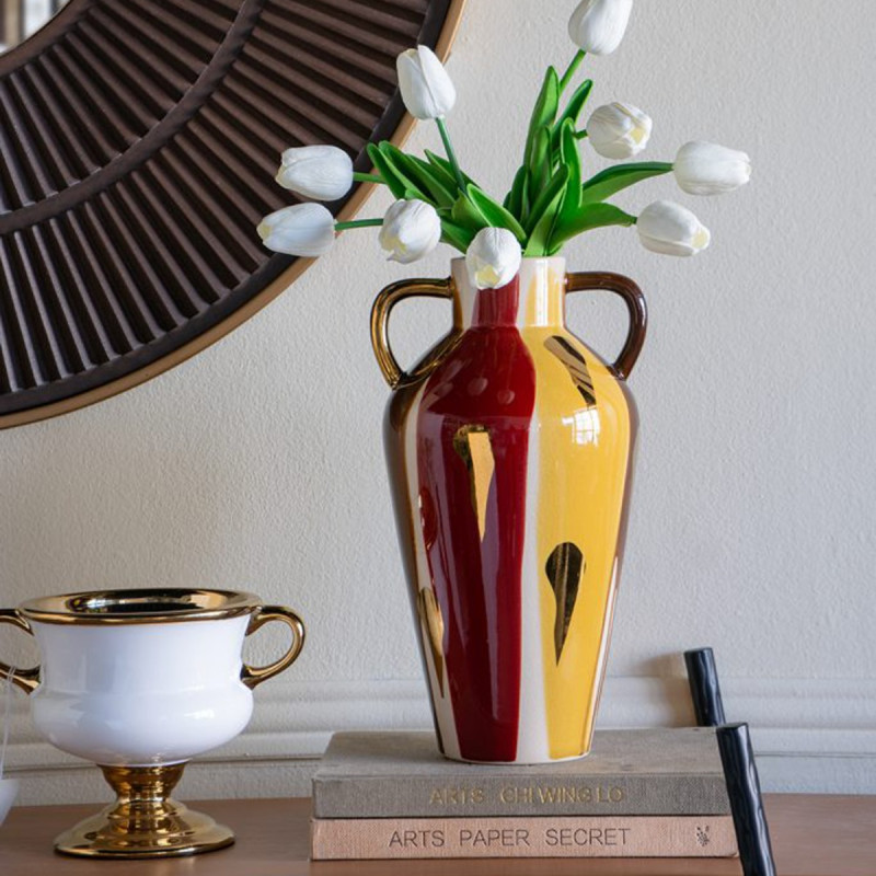 Artekko Artekko Ekko Πολύχρωμο Κεραμικό Διακοσμητικό Βάζο (18.7x16.3x31.5)cm A61209