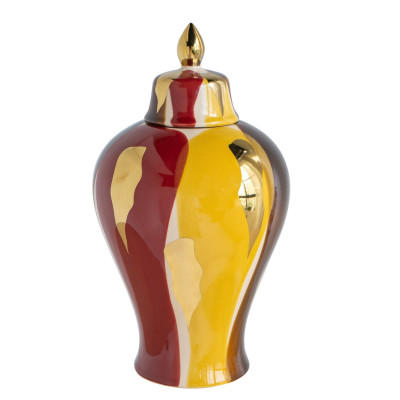 Artekko Artekko Ekko Πολύχρωμο Κεραμικό Διακοσμητικό Βάζο με Καπάκι (19.5x19.5x35)cm A61211