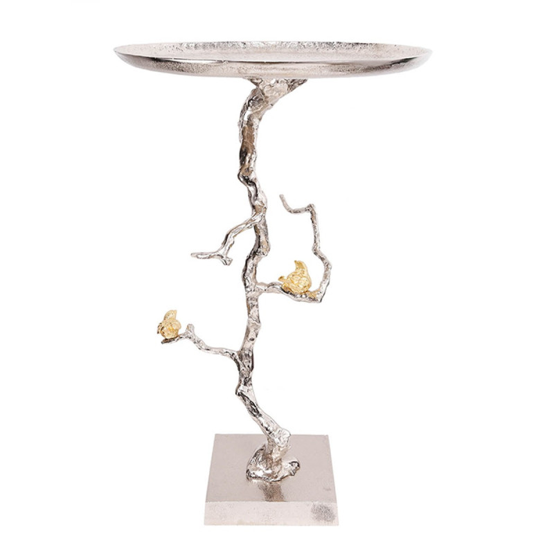 Artekko Artekko Branch Ασημί Μεταλλικό Βοηθητικό Τραπέζι με Χρυσές Λεπτομέρειες (43x43x71)cm AV39715-DS