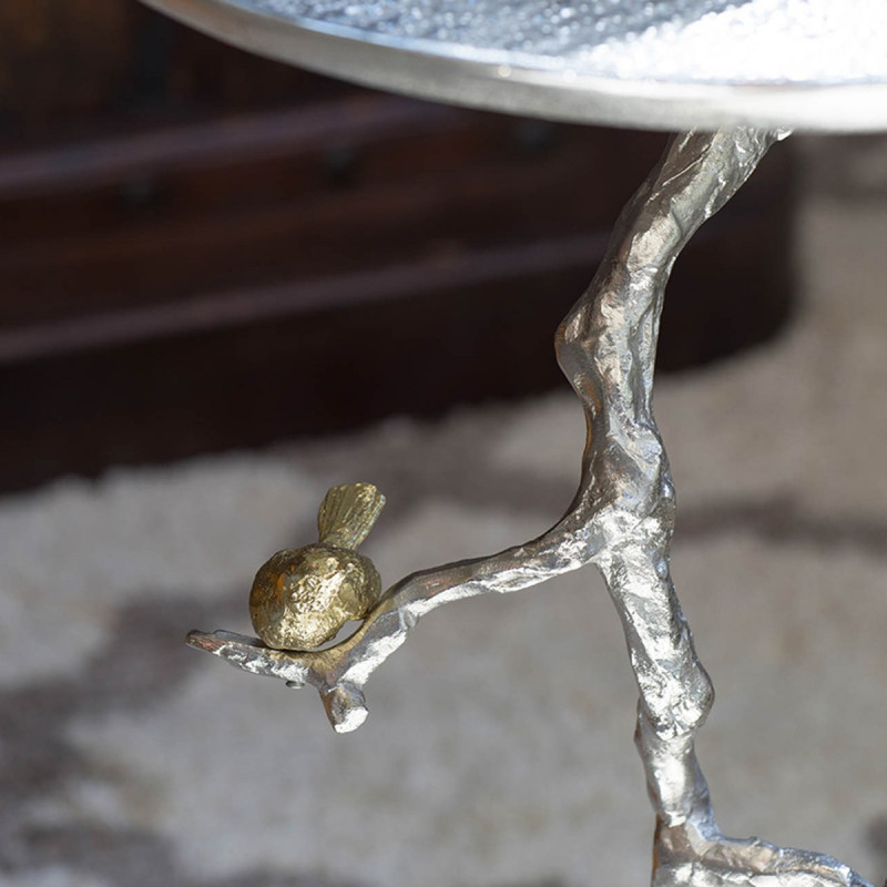 Artekko Artekko Branch Ασημί Μεταλλικό Βοηθητικό Τραπέζι με Χρυσές Λεπτομέρειες (43x43x71)cm AV39715-DS