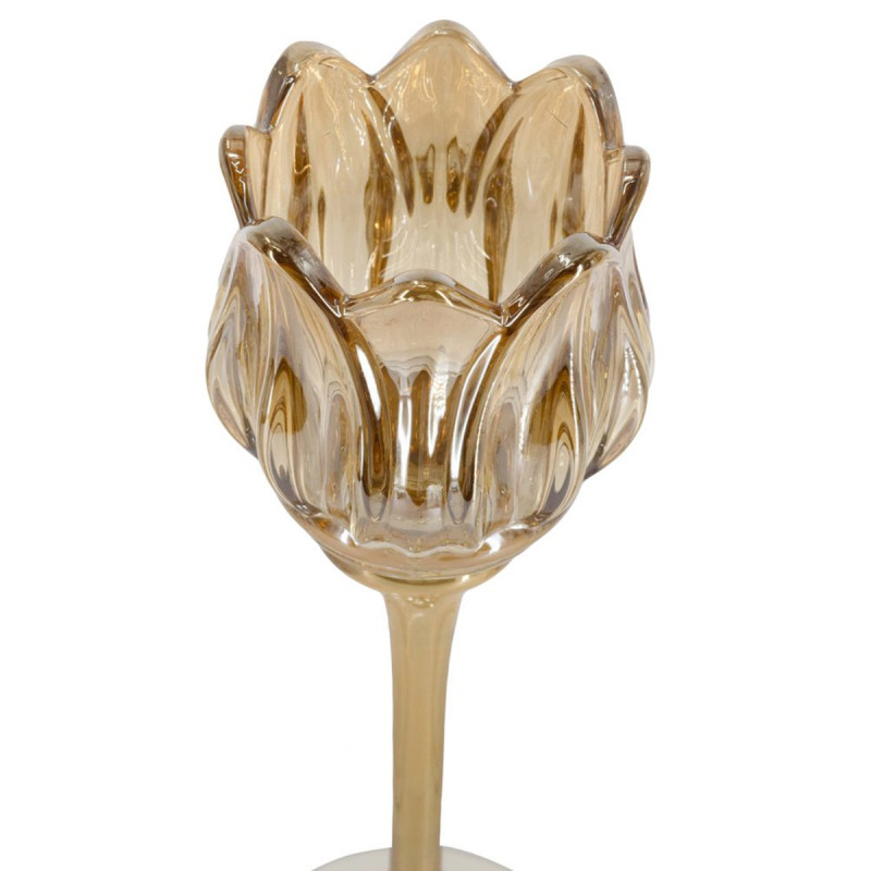 Artekko Artekko Aphelios Γυάλινα Κηροπήγια σε Μελί Απόχρωση (7.6x7.6x27)cm 3pcs B0043-AMLS