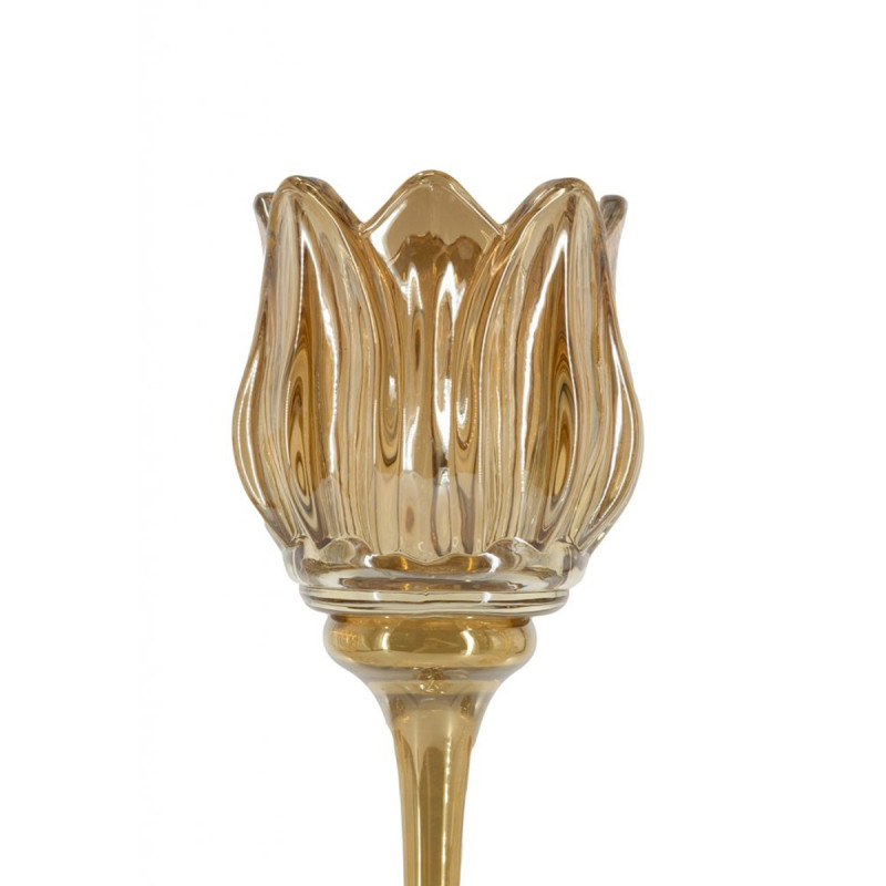 Artekko Artekko Aphelios Γυάλινα Κηροπήγια σε Μελί Απόχρωση (7.6x7.6x27)cm 3pcs B0043-AMLS