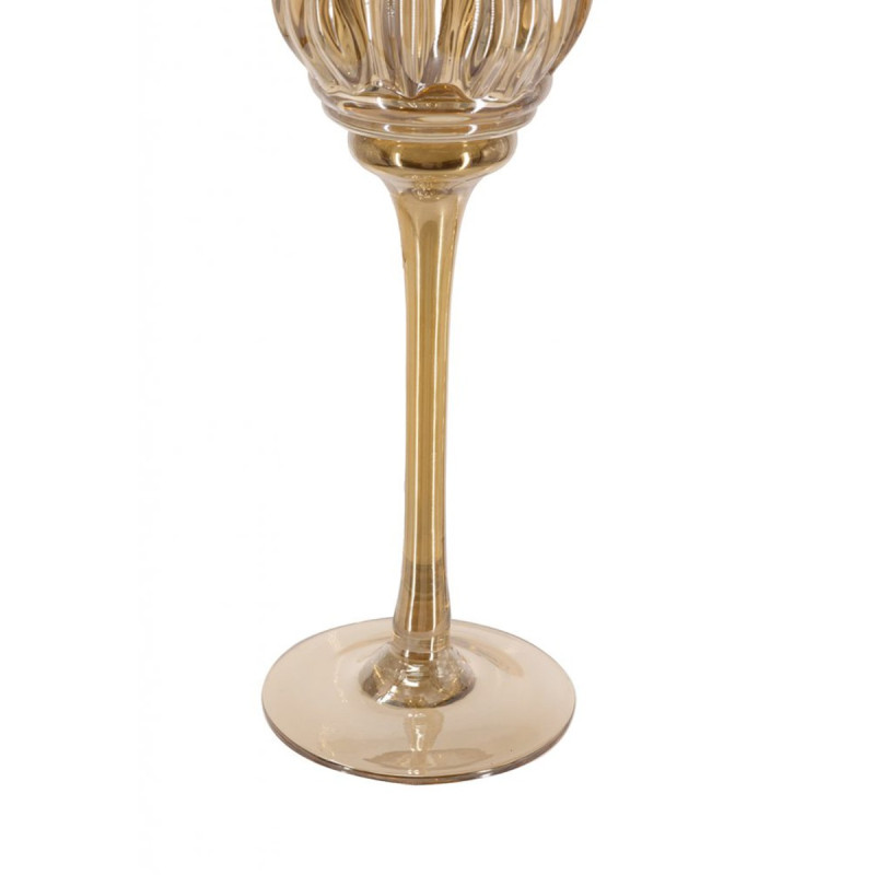 Artekko Artekko Aphelios Γυάλινα Κηροπήγια σε Μελί Απόχρωση (7.6x7.6x27)cm 3pcs B0043-AMLS