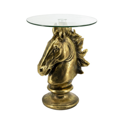 Artekko Artekko Animal Χρυσό Βοηθητικό Τραπέζι με Κεφάλι Αλόγου από Μαγνήσιο (40x40x51)cm B0056