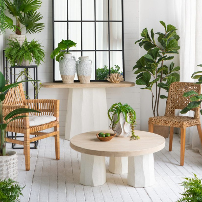 Artekko Artekko Alcott Κονσόλα από Μαγνήσιο και Ξύλο Ελάτης σε Λευκό και Εκρού (130x40x77)cm B4402