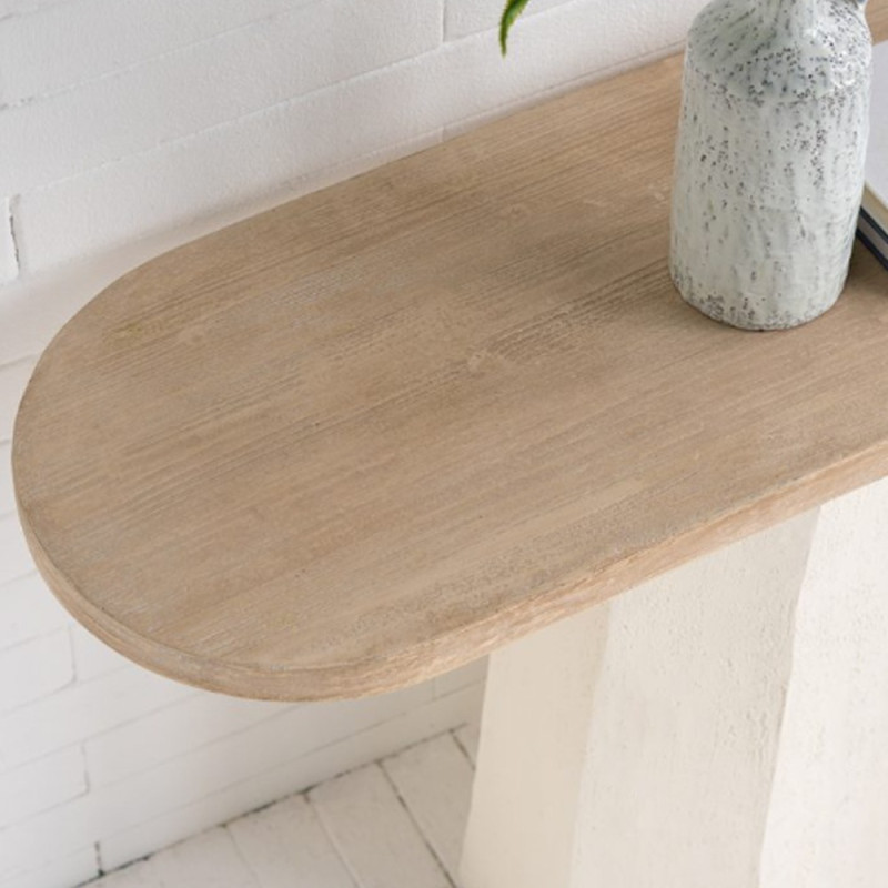 Artekko Artekko Alcott Κονσόλα από Μαγνήσιο και Ξύλο Ελάτης σε Λευκό και Εκρού (130x40x77)cm B4402