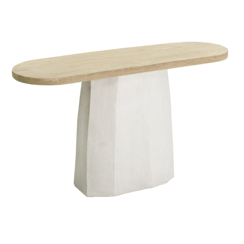 Artekko Artekko Alcott Κονσόλα από Μαγνήσιο και Ξύλο Ελάτης σε Λευκό και Εκρού (130x40x77)cm B4402