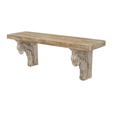 Artekko Artekko Alcott Ράφι Τοίχου από Ξύλο Ελάτης με Βάση από Μαγνήσιο σε Λευκή Πατίνα (110x29x40)cm B4412