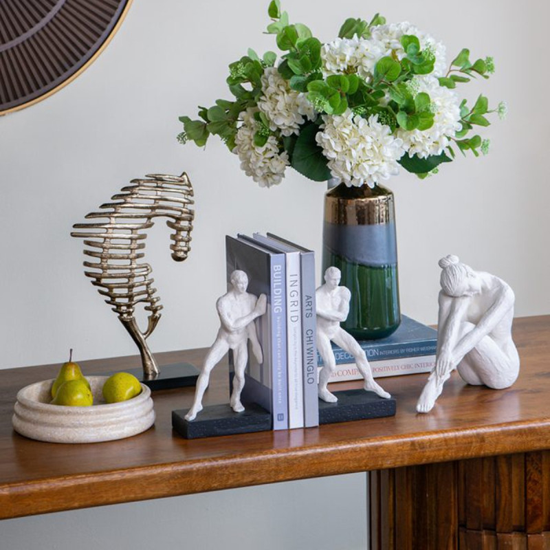 Artekko Artekko Gymnast Bookends Λευκοί Βιβλιοστάτες Ρητίνης με Ανδρική Φιγούρα (13.5x9x25)cm 2pcs B5509