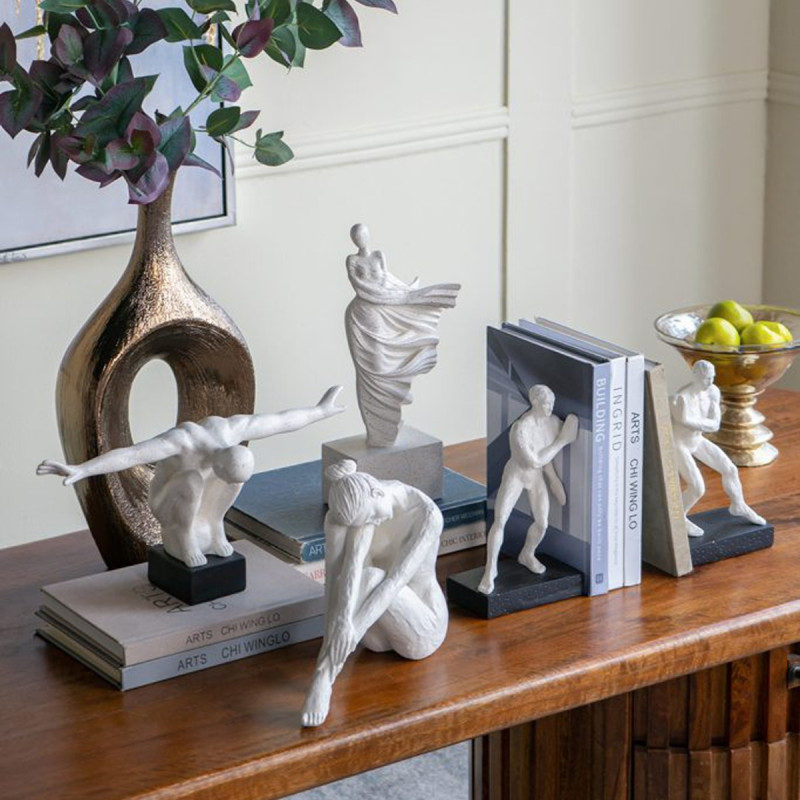 Artekko Artekko Gymnast Bookends Λευκοί Βιβλιοστάτες Ρητίνης με Ανδρική Φιγούρα (13.5x9x25)cm 2pcs B5509