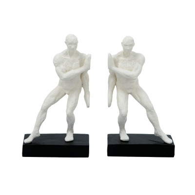Artekko Artekko Gymnast Bookends Λευκοί Βιβλιοστάτες Ρητίνης με Ανδρική Φιγούρα (13.5x9x25)cm 2pcs B5509