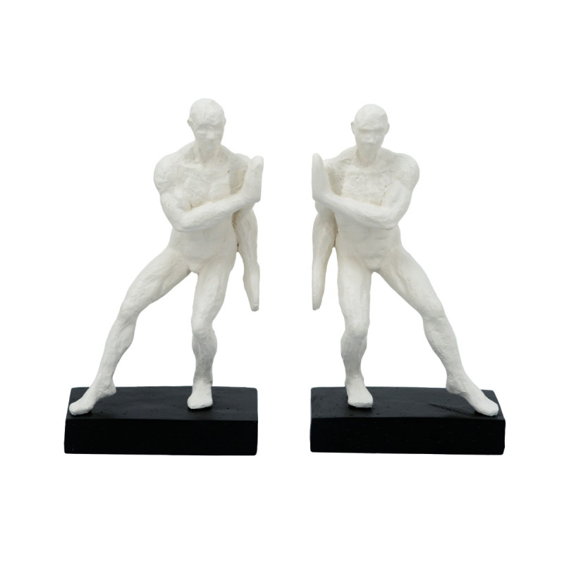 Artekko Artekko Gymnast Bookends Λευκοί Βιβλιοστάτες Ρητίνης με Ανδρική Φιγούρα (13.5x9x25)cm 2pcs B5509