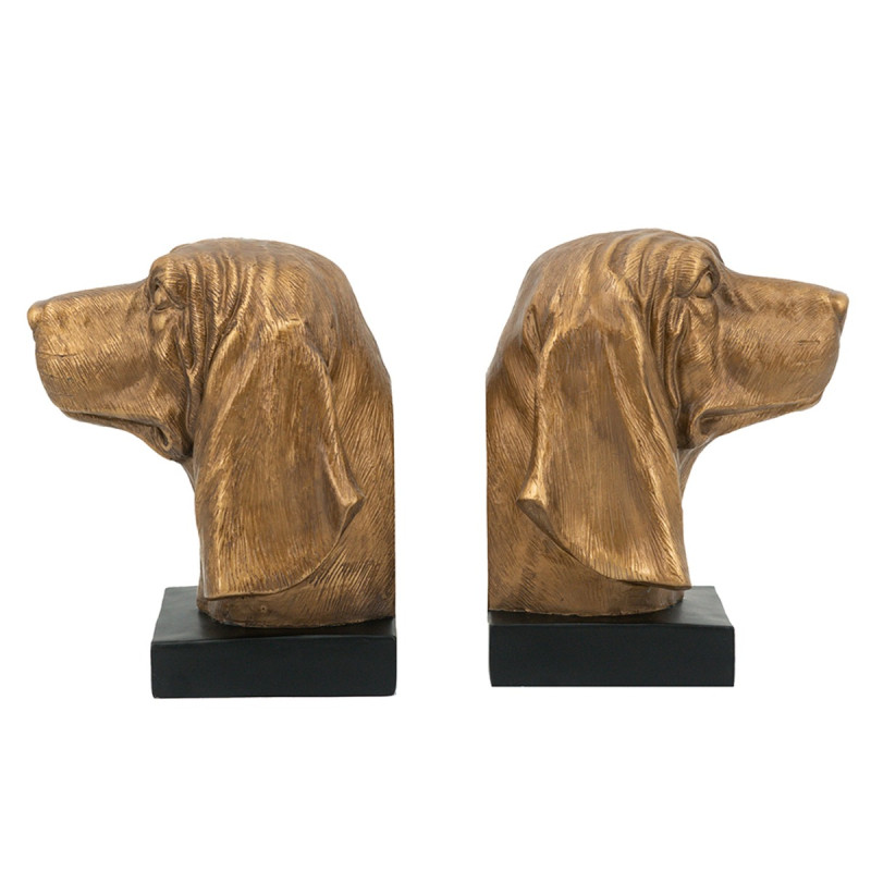 Artekko Artekkol Bookends Μπρονζέ Βιβλιοστάτες Ρητίνης με Σκυλιά (17.8x15x22)cm 2pcs B5519