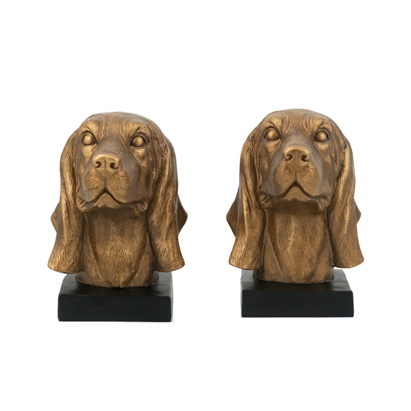 Artekko Artekkol Bookends Μπρονζέ Βιβλιοστάτες Ρητίνης με Σκυλιά (17.8x15x22)cm 2pcs B5519