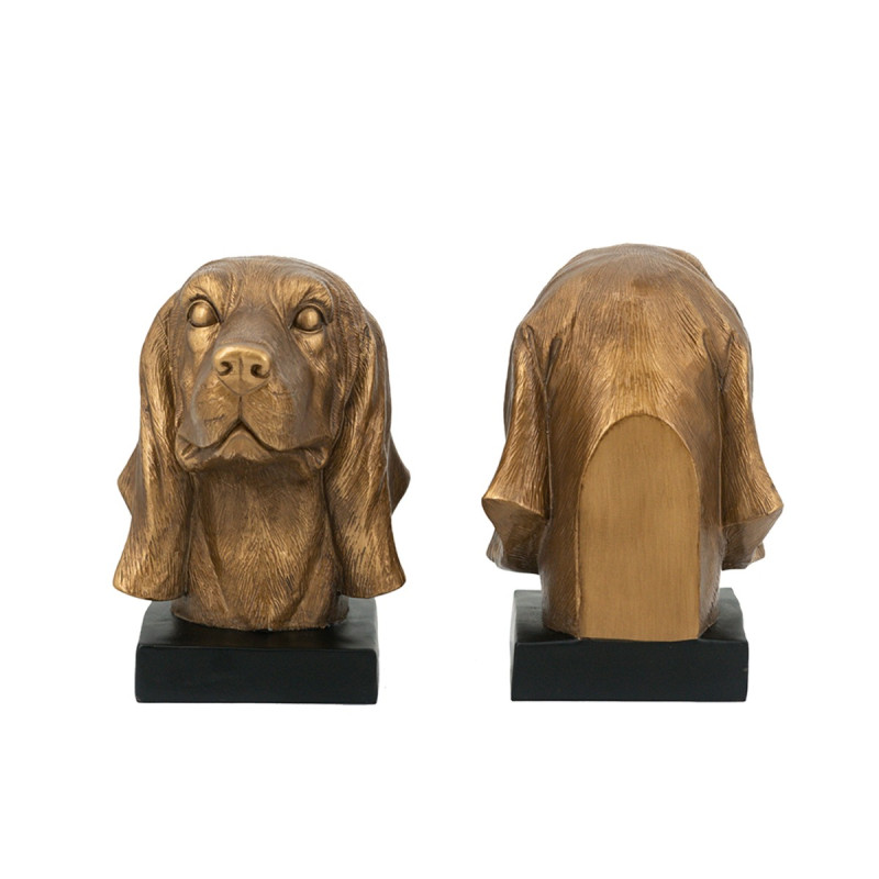 Artekko Artekkol Bookends Μπρονζέ Βιβλιοστάτες Ρητίνης με Σκυλιά (17.8x15x22)cm 2pcs B5519