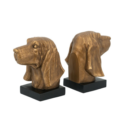 Artekko Artekkol Bookends Μπρονζέ Βιβλιοστάτες Ρητίνης με Σκυλιά (17.8x15x22)cm 2pcs B5519
