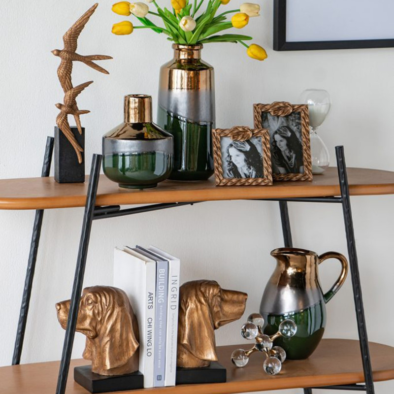 Artekko Artekkol Bookends Μπρονζέ Βιβλιοστάτες Ρητίνης με Σκυλιά (17.8x15x22)cm 2pcs B5519