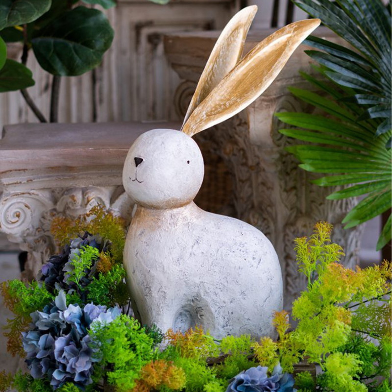 Artekko Artekko Animal Διακοσμητικός Λαγός από Μαγνήσιο σε Λευκή Πατίνα (35x15.5x53)cm B5521