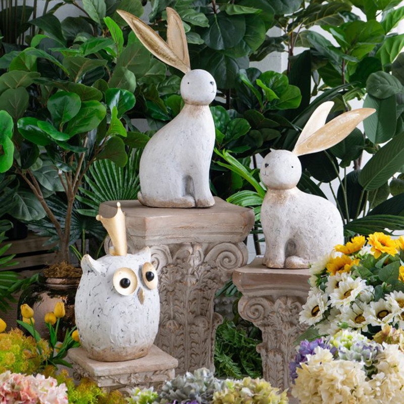 Artekko Artekko Animal Διακοσμητικός Λαγός από Μαγνήσιο σε Λευκή Πατίνα (25x14.5x63)cm B5522