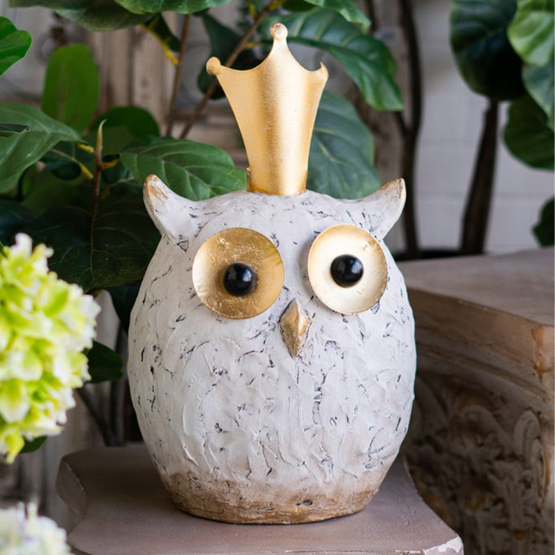 Artekko Artekko Animal Διακοσμητική Κουκουβάγια από Μαγνήσιο σε Λευκή Πατίνα (26.5x21x44.5)cm B5523