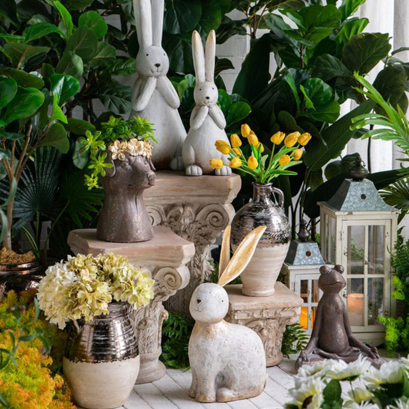 Artekko Artekko Animal Διακοσμητικός Λαγός από Μαγνήσιο σε Λευκή Πατίνα (18.5x18x50)cm B5525