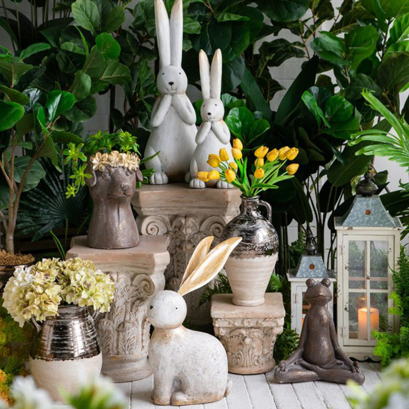 Artekko Artekko Animal Διακοσμητικός Λαγός από Μαγνήσιο σε Λευκή Πατίνα (18.5x18x50)cm B5525