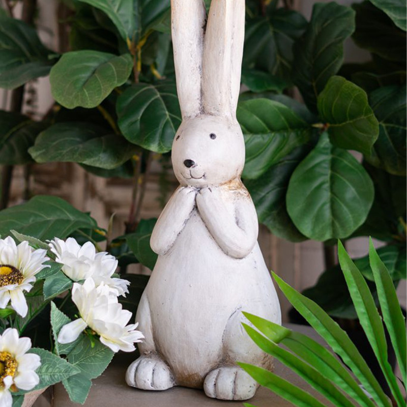 Artekko Artekko Animal Διακοσμητικός Λαγός από Μαγνήσιο σε Λευκή Πατίνα (18.5x18x50)cm B5525