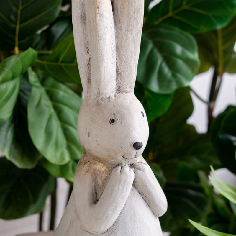 Artekko Artekko Animal Διακοσμητικός Λαγός από Μαγνήσιο σε Λευκή Πατίνα (18.5x18x50)cm B5525