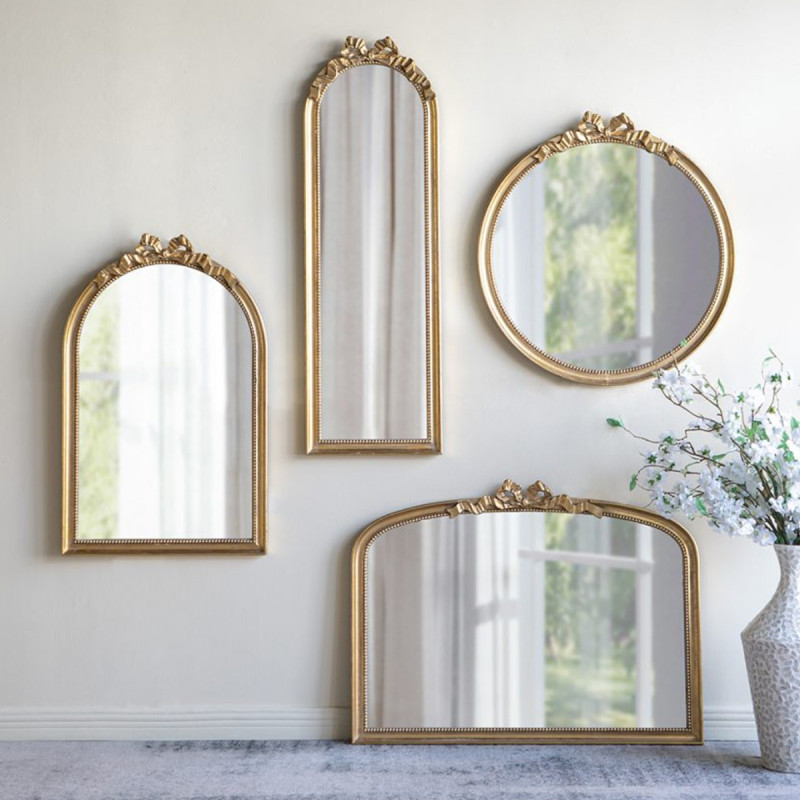 Artekko Artekko Dia Χρυσός Στρογγυλός MDF Καθρέπτης Τοίχου (76.3x4x81.5)cm B7198-DS