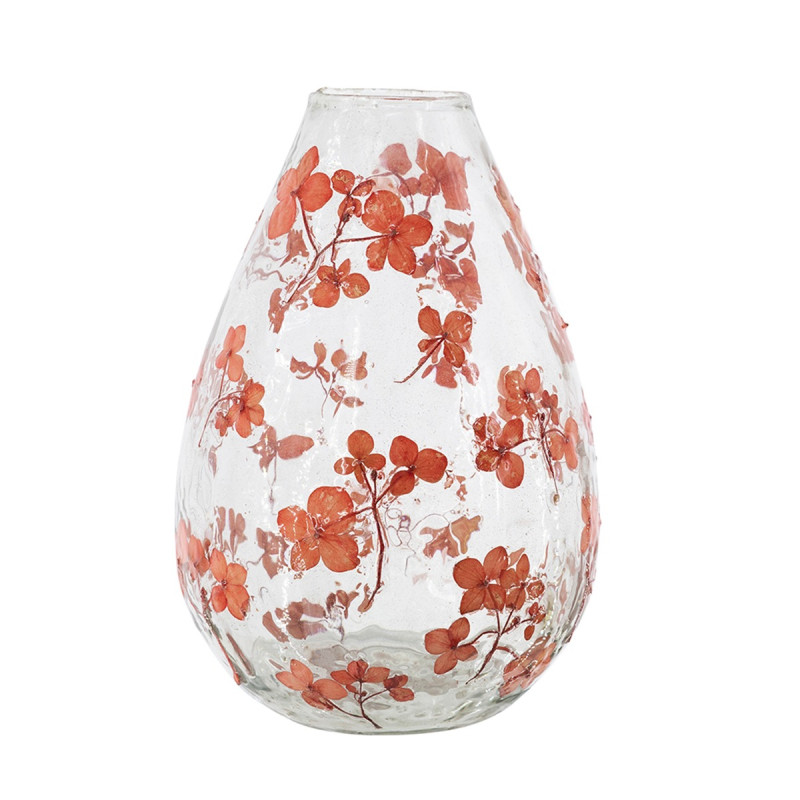 Artekko Artekko Aphelios Διάφανο Γυάλινο Βάζο με Πορτοκαλί Λουλούδια (15.2x15.2x23)cm B8561-DS