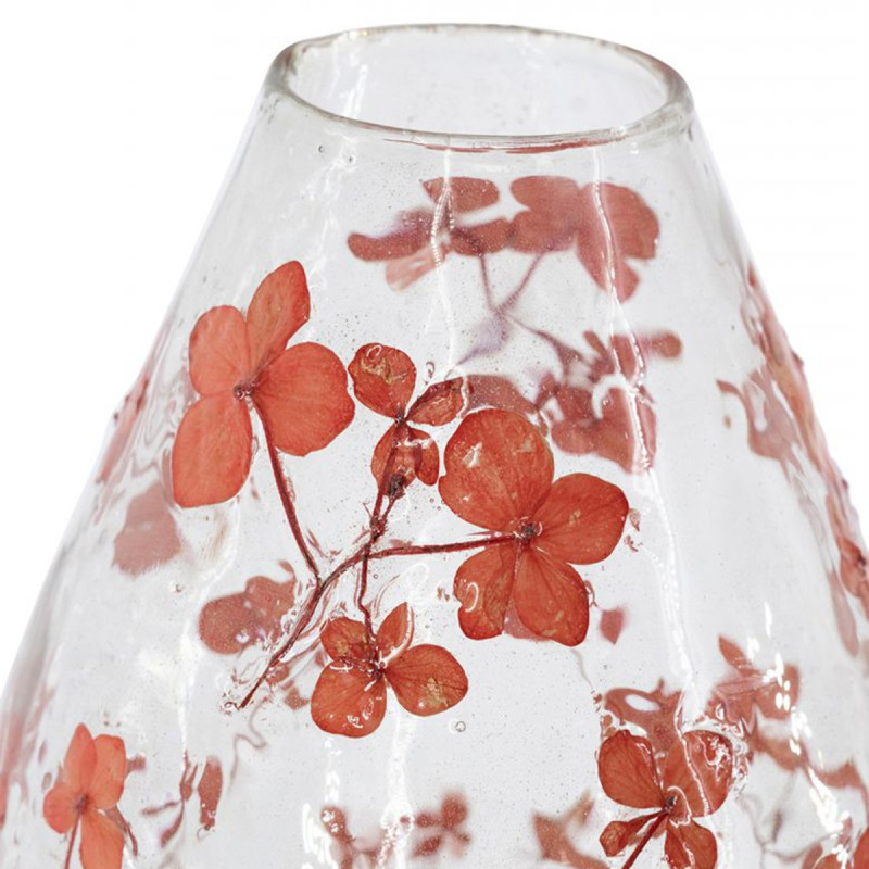 Artekko Artekko Aphelios Διάφανο Γυάλινο Βάζο με Πορτοκαλί Λουλούδια (15.2x15.2x23)cm B8561-DS