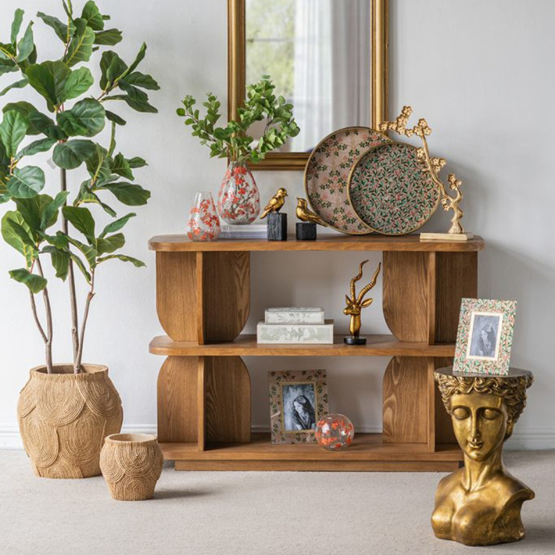 Artekko Artekko Aphelios Διάφανο Γυάλινο Βάζο με Πορτοκαλί Λουλούδια (15.2x15.2x23)cm B8561-DS