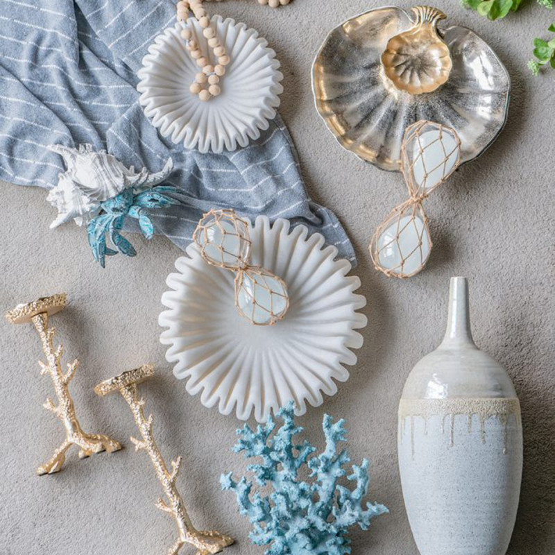 Artekko Artekko Coral Λευκό Διακοσμητικό Μπολ Ρητίνης (24.3x24.3x6.8)cm B8579