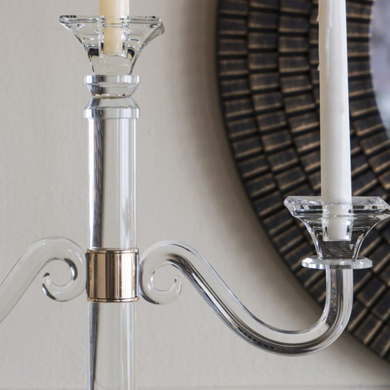 Artekko Artekko Glassy Διάφανο Γυάλινο Κηροπήγιο με Χρυσές Λεπτομέρειες (38.5x12x62)cm B8603