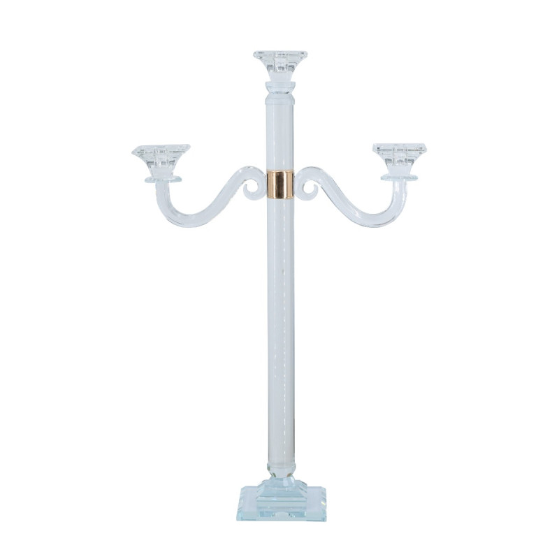 Artekko Artekko Glassy Διάφανο Γυάλινο Κηροπήγιο με Χρυσές Λεπτομέρειες (38.5x12x62)cm B8603