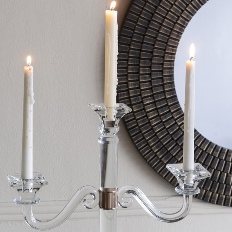 Artekko Artekko Glassy Διάφανο Γυάλινο Κηροπήγιο με Χρυσές Λεπτομέρειες (38.5x12x62)cm B8603