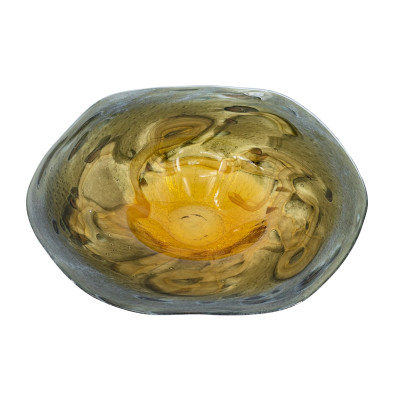 Artekko Artekko Sunset Γυάλινη Διακοσμητική Πιατέλα σε Πορτοκαλί και Μαύρη Απόχρωση (36x36x7)cm B8666