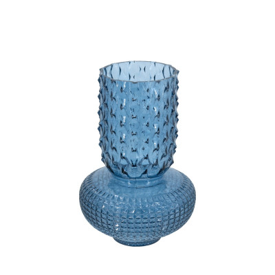 Artekko Artekko Glassy Μπλε Γυάλινο Βάζο (21.5x21.5x32.6)cm B8672-BLUE